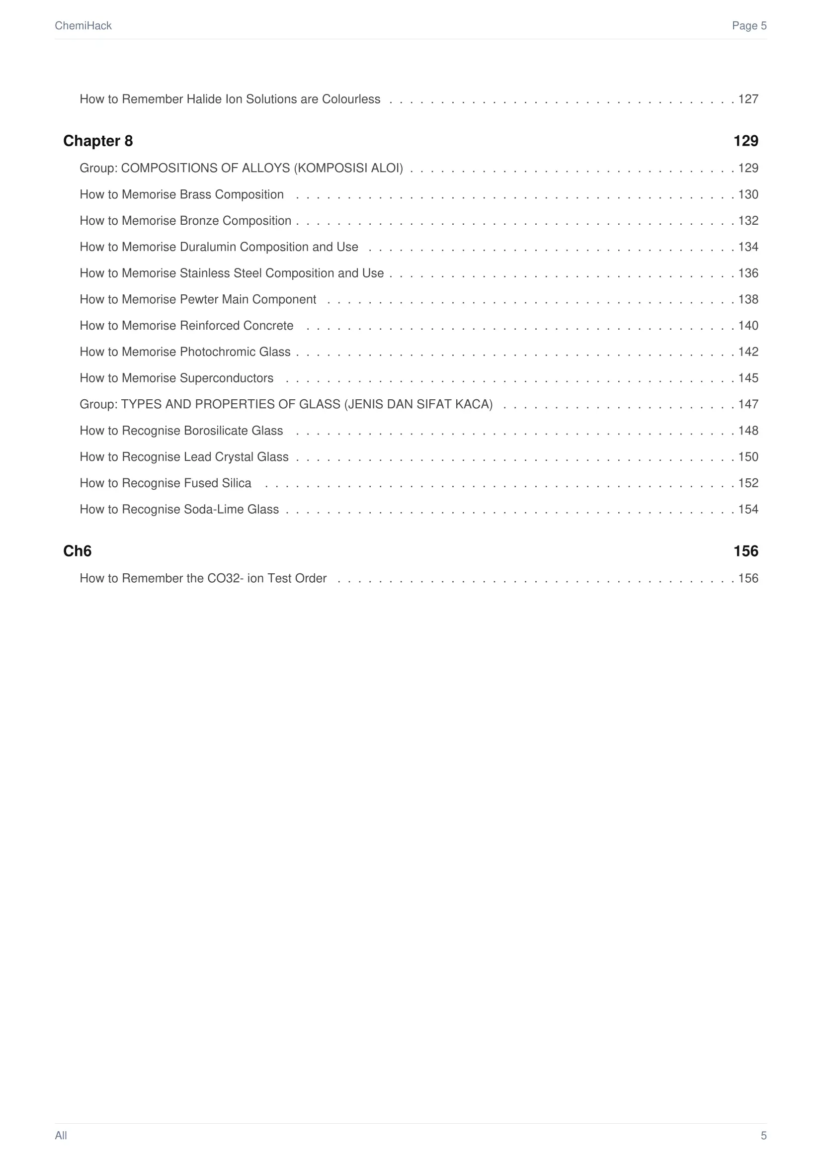 ChemiHack table of contents page 3